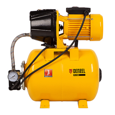 Насосная станция PS1100С, 1100 Вт, 4500 л/ч, ресивер 24 л, подъем 46 м, чугун Denzel купить в Москве с доставкой по всей России | ProtosMarket.ru