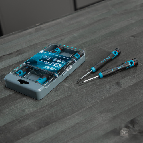 Набор отверток для точной механики, CrMo, двухкомпонентные рукоятки, 6 шт, пластиковый бокс Gross по ценам производителя в Москве с доставкой по всей России