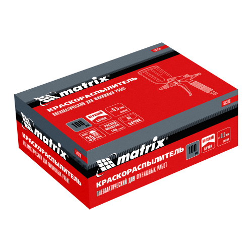 Краскораспылитель пневматический для финишных работ с верхним бачком V 0,1 л, сопло D 0.5 мм Matrix по ценам производителя в Москве с доставкой по всей России