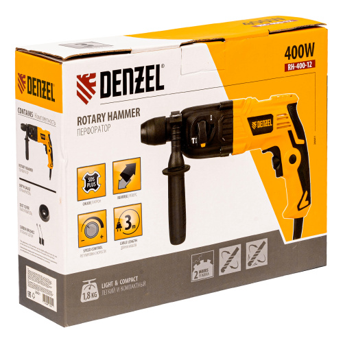 Перфоратор электрический RH-400-12, SDS-plus, 400 Вт, 1.2 Дж, 2 режима Denzel по ценам производителя в Москве с доставкой по всей России