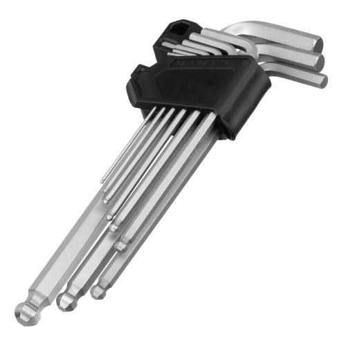 Набор ключей имбусовых, HEX, 1,5-10 мм, CrV, 9 шт., удлиненные, с шаром Сибртех по ценам производителя в Москве с доставкой по всей России