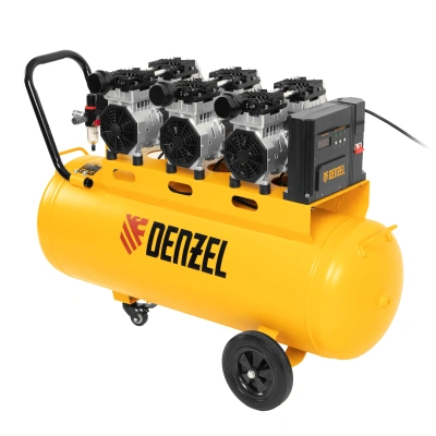 Компрессор безмасляный, малошумный  DLS 2250/100, 2250 Вт, 3x750, 100 л, 410 л/мин блок управления/ Denzel по ценам производителя в Москве с доставкой по всей России