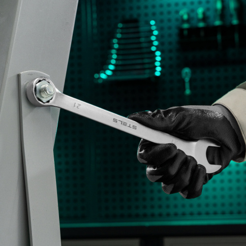 Ключ комбинированный, 21 мм, CrV, матовый хром Stels по ценам производителя в Москве с доставкой по всей России