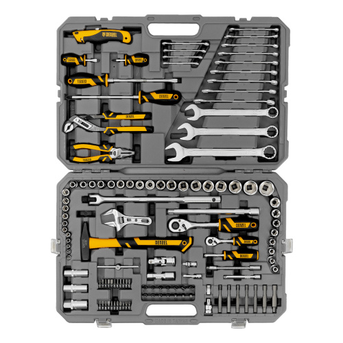 Набор инструментов, 1/2", 1/4", CrV, S2, пластиковый кейс, 122 предмета Denzel по ценам производителя в Москве с доставкой по всей России
