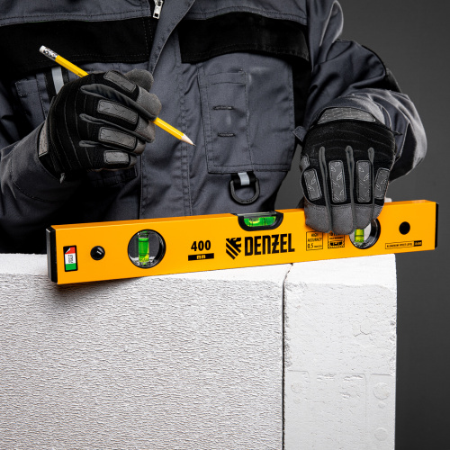 Уровень алюминиевый, 400 мм, фрезерованный, 3 глазка Denzel по ценам производителя в Москве с доставкой по всей России