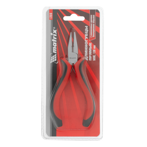 Длинногубцы прямые Mini, 130 мм, никелированные, авторазжим, двухкомпонентные рукоятки Matrix по ценам производителя в Москве с доставкой по всей России