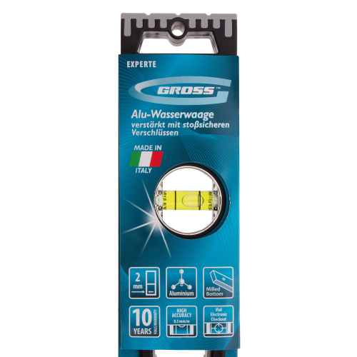 Уровень алюминиевый, 600 мм, усиленный с ударопрочными заглушками, рукоятки, 3 глазка Gross по ценам производителя в Москве с доставкой по всей России