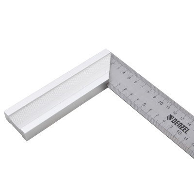Угольник стальной 250 мм, нержавеющая сталь, градуировка, алюминиевое основание Denzel по ценам производителя в Москве с доставкой по всей России