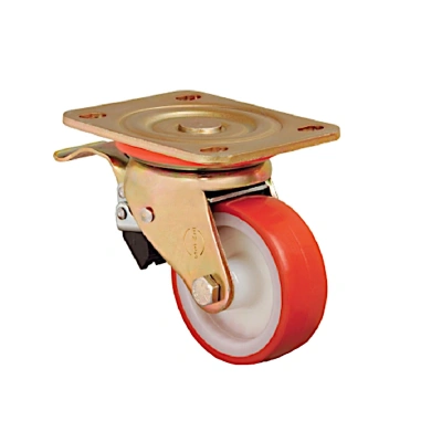 Колесо сверхмощное поворотное с тормозом ED01-ZBP-125-F 125мм