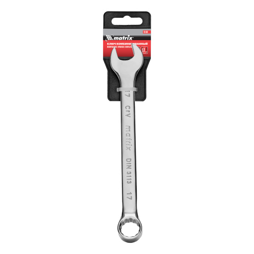 Ключ комбинированный, 17 мм, CrV, полированный хром Matrix по ценам производителя в Москве с доставкой по всей России