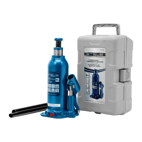 Домкрат гидравлический бутылочный, 5 т, h подъема 207-404 мм, в пластиковом кейсе Stels по ценам производителя в Москве с доставкой по всей России