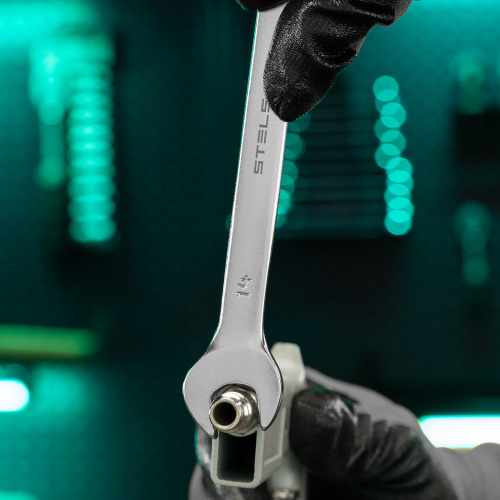 Ключ комбинированный, 14 мм, CrV, матовый хром Stels по ценам производителя в Москве с доставкой по всей России