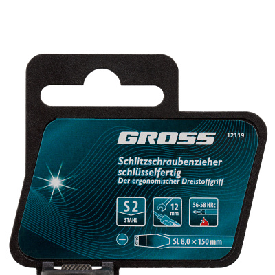 Отвертка SL8 x 150 мм, S2, трехкомпонентная рукоятка Gross по ценам производителя в Москве с доставкой по всей России