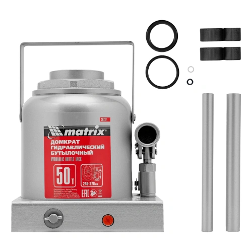 Домкрат гидравлический бутылочный, 50 т, высота подъема 240-370 мм Matrix по ценам производителя в Москве с доставкой по всей России