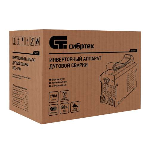 Инверторный аппарат дуговой сварки ИДС-170K, 170 А, ПВ 80%, диаметр электрода 1,6-3,2 мм Сибртех по ценам производителя в Москве с доставкой по всей России