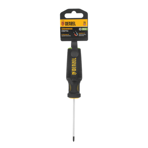 Отвертка PZ0x75 мм, CrV, трехкомпонентная рукоятка Denzel по ценам производителя в Москве с доставкой по всей России