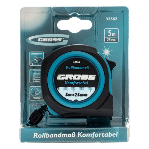 Рулетка Komfortabel 5 м х 25 мм,обрезиненный корпус Gross по ценам производителя в Москве с доставкой по всей России