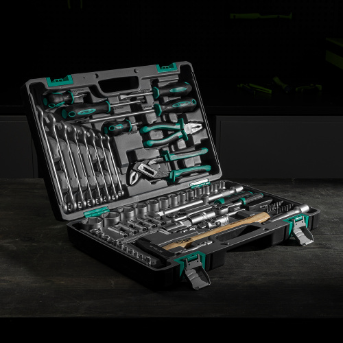 Набор инструментов, 1/2", 1/4", CrV, пластиковый кейс 76 предметов Stels по ценам производителя в Москве с доставкой по всей России