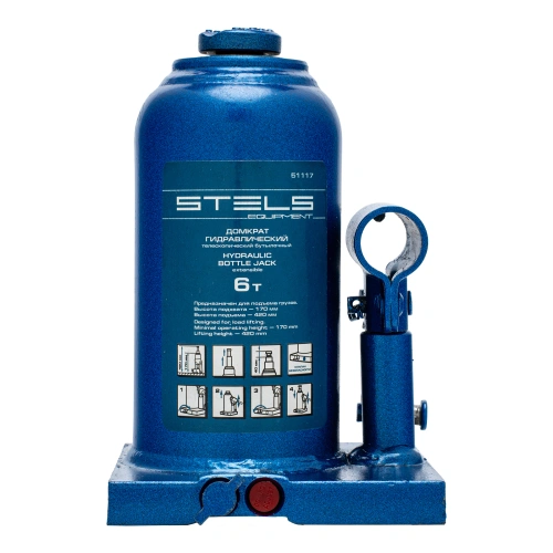 Домкрат гидравлический бутылочный телескопический, 6 т, H подъема 170-420 мм Stels по ценам производителя в Москве с доставкой по всей России