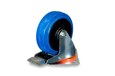 Колесо поворотное из эластичной резины MW150 150 мм с тормозом по ценам производителя в Москве с доставкой по всей России