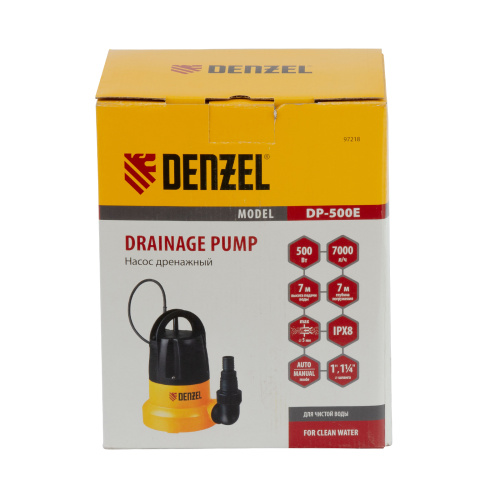 Дренажный насос DP500E, 500 Вт, подъем 7 м, 7000 л/ч Denzel по ценам производителя в Москве с доставкой по всей России