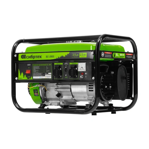 Генератор бензиновый БС-2800, 2.5 кВт, 230В, четырехтактный, 15 л, ручной стартер Сибртех по ценам производителя в Москве с доставкой по всей России