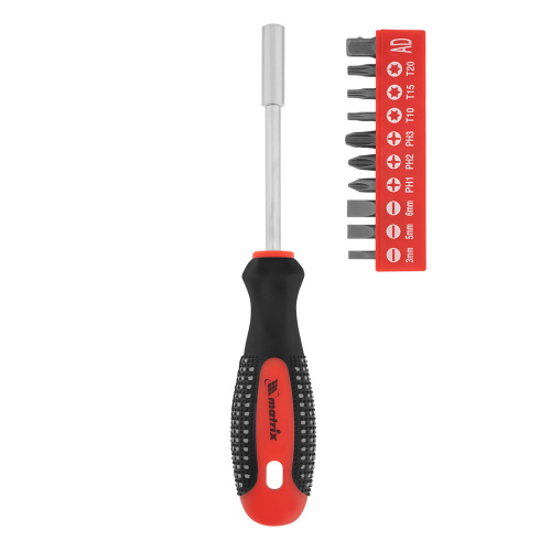 Отвертка с набором бит, 11 шт, Fusion, CrV, трехкомпонентная рукоятка "Anti slip" Matrix по ценам производителя в Москве с доставкой по всей России