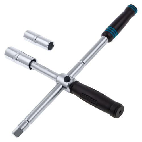 Ключ-крест баллонный, складной с изменяющимся рычагом, 17 мм, 19 мм, 21 мм, 23 мм, CrV, хромированный Gross по ценам производителя в Москве с доставкой по всей России