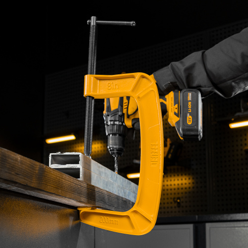 Струбцина G-образная, усиленная, 200 мм Denzel по ценам производителя в Москве с доставкой по всей России