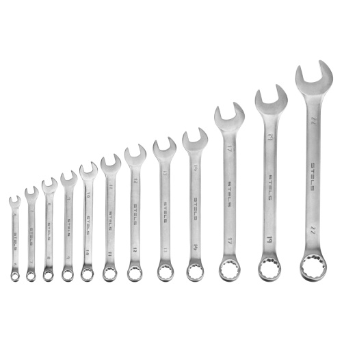 Набор ключей комбинированных 6-22 мм, 12 шт, CrV, матовый хром Stels по ценам производителя в Москве с доставкой по всей России