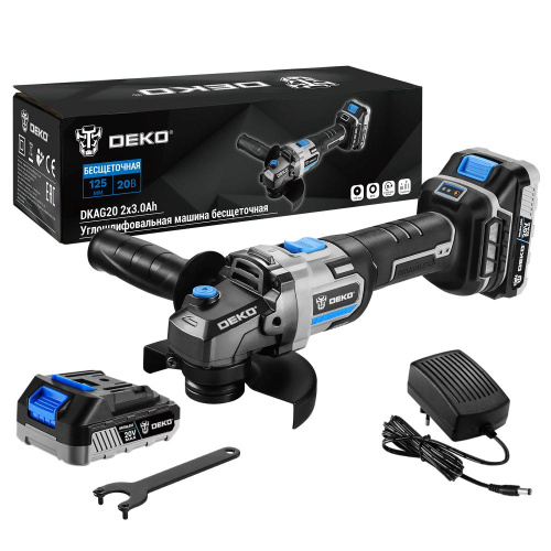 Углошлифовальная машина бесщеточная DEKO DKAG20, 20В, 2*3.0Ач по ценам производителя в Москве с доставкой по всей России