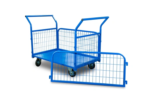Тележка платформенная TOR ТП-3С (700х1200) с бортами из сетки и двумя ручками (колеса 160 мм) по ценам производителя в Москве с доставкой по всей России