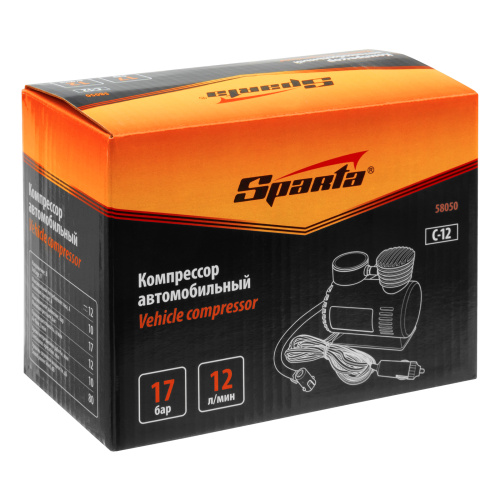 Компрессор автомобильный С-12, 12 В, 17 атм, 12 л/мин Sparta по ценам производителя в Москве с доставкой по всей России