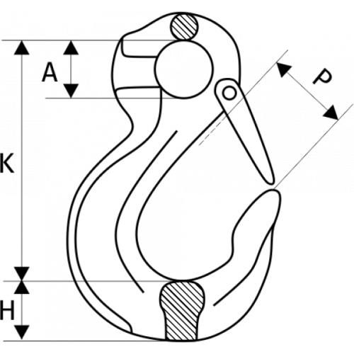 Крюк с проушиной и защелкой 3,15 т, размер 10 - 8 по ценам производителя в Москве с доставкой по всей России