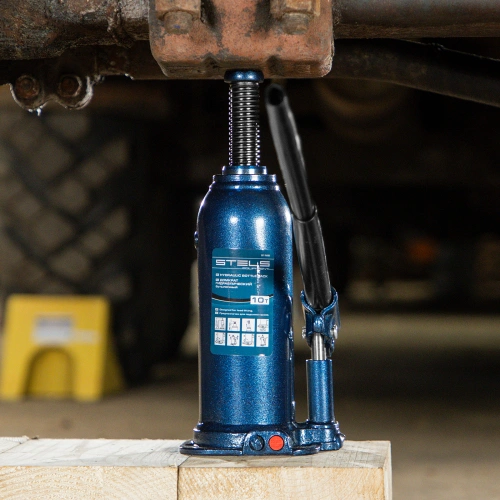 Домкрат гидравлический бутылочный, 10 т, h подъема 222-447 мм Stels по ценам производителя в Москве с доставкой по всей России