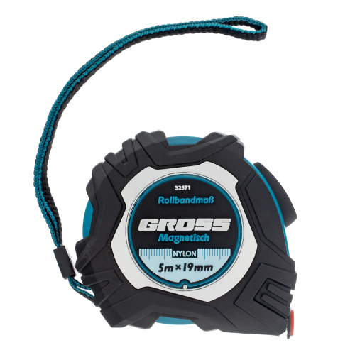 Рулетка Magnetisch 5 м х 19 мм,обрезиненный корпус,автоматическая фиксация,Нейлоновое покрытиеытие,зацеп с магнитом Gross по ценам производителя в Москве с доставкой по всей России