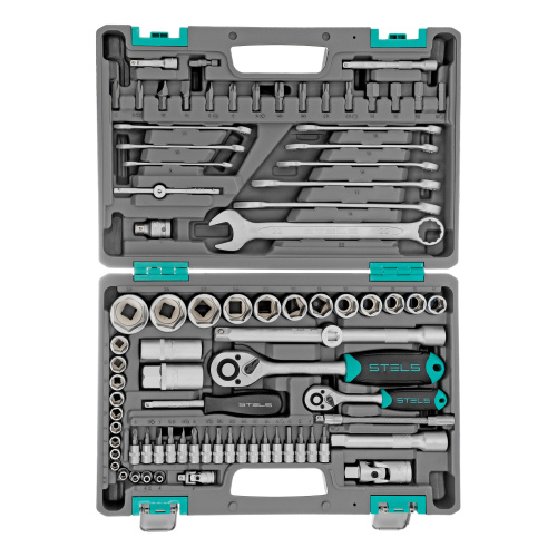 Набор инструментов, 1/2", 1/4", CrV, пластиковый кейс 82 предмета Stels по ценам производителя в Москве с доставкой по всей России