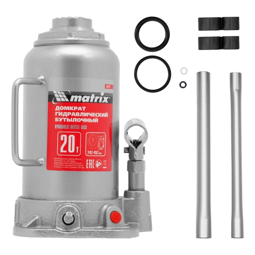 Домкрат гидравлический бутылочный, 20 т, высота подъема 242-452 мм Matrix по ценам производителя в Москве с доставкой по всей России