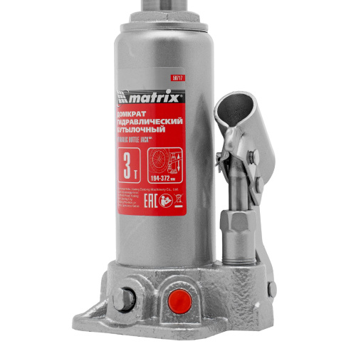 Домкрат гидравлический бутылочный, 3 т, высота подъема 194-372 мм Matrix по ценам производителя в Москве с доставкой по всей России