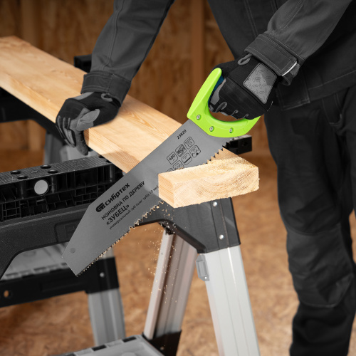 Ножовка по дереву "Зубец", 400 мм, шаг зуба 10 мм, каленый зуб 2D, двухкомпонентная рукоятка Сибртех по ценам производителя в Москве с доставкой по всей России