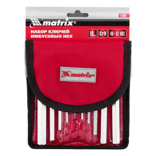 Набор ключей имбусовых HEX, 1.5-12 мм, CrV, 10 шт, короткие, сатин, чехол Matrix по ценам производителя в Москве с доставкой по всей России