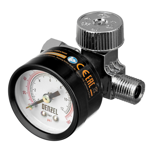 Регулятор давления с манометром для краскораспылителя K1500, 12 бар, 1/4" Denzel по ценам производителя в Москве с доставкой по всей России