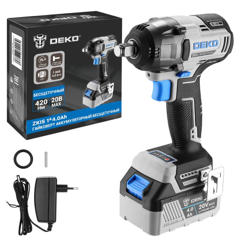 Гайковерт аккумуляторный бесщеточный DEKO ZKIS, 20В, 1*4.0Ач, 420 Нм по ценам производителя в Москве с доставкой по всей России