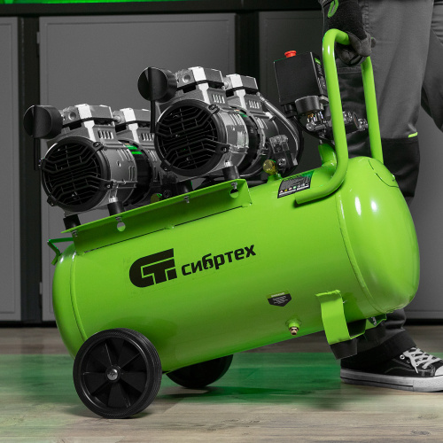 Компрессор безмаслянный малошумный МБ 2000/50, 2000 Вт, 50л, 300 л/мин Сибртех по ценам производителя в Москве с доставкой по всей России