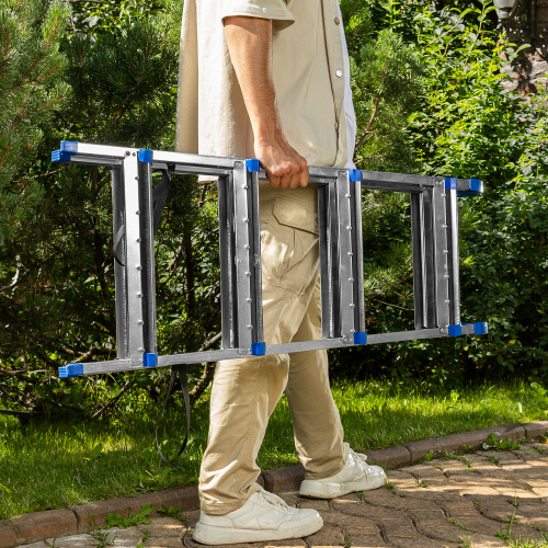 Стремянка двухсторонняя 4 ступени, сталь профиль, стальные ступени, Сибртех по ценам производителя в Москве с доставкой по всей России