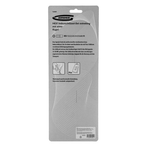 Набор ключей имбусовых HEX, 1.5-10 мм, S2, 9 шт, экстра-длинные с шаром, сатинированные Gross по ценам производителя в Москве с доставкой по всей России