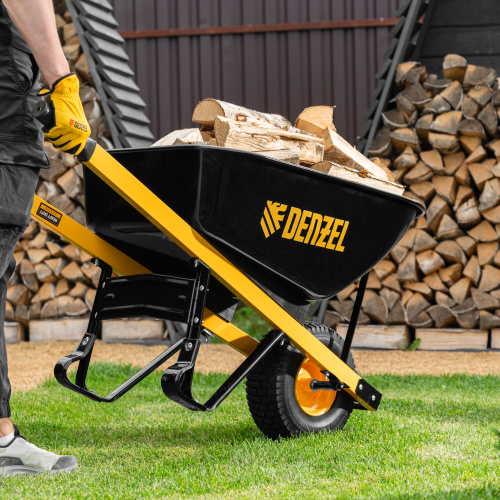 Тачка строительная, усиленная, объем 140 л, 230 кг, колесо 15х6.00-6 Denzel по ценам производителя в Москве с доставкой по всей России