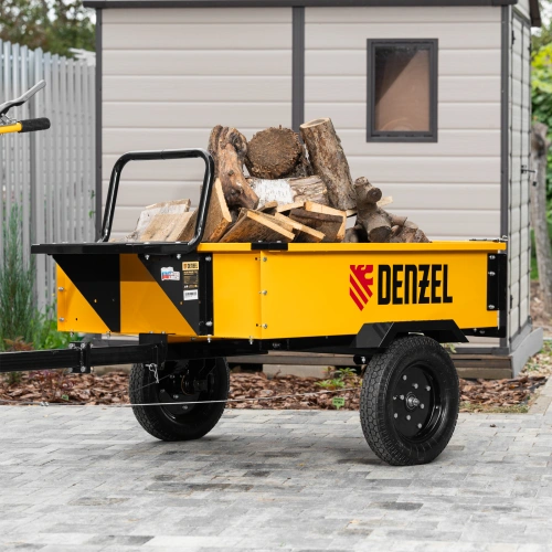 Прицеп для мотоблока TT-500, оцинк., груз. 500 кг, рег. сцепка, колеса 4.00-10, в упаковке Denzel по ценам производителя в Москве с доставкой по всей России