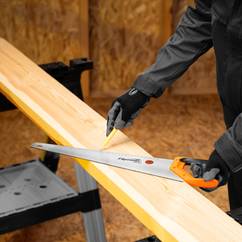 Ножовка по дереву, 500 мм, 7-8 TPI, зуб 2D, каленый зуб, двухкомпонентная рукоятка Sparta по ценам производителя в Москве с доставкой по всей России