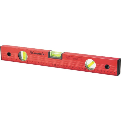 Уровень алюминиевый, 1800 мм, 3 глазка, красный, линейка Matrix по ценам производителя в Москве с доставкой по всей России